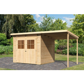Karibu | Tuinhuis Glücksburg 4 met Overkapping | Onbehandeld